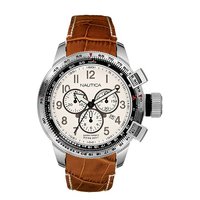 Nautica men's stainless steel white chronograph strap watch