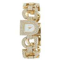 DKNY Ladies' Gold-plated Stone-Set Bracelet Watch.