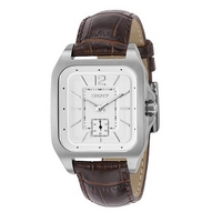 DKNY men's brown leather strap watch