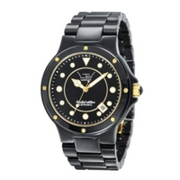 Ladies black three hand date watch