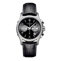 Hamilton Jazzmaster men's black leather strap watch