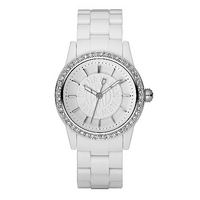 DKNY ladies' white stone set bracelet watch